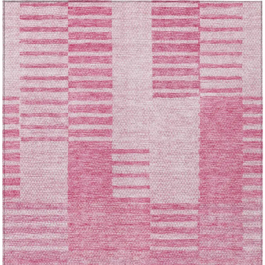Pink And Blush Striped Washable Indoor Outdoor Area Rug Photo 6