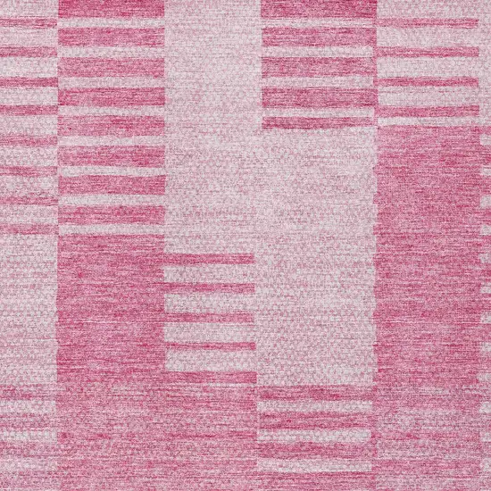 Pink And Blush Striped Washable Indoor Outdoor Area Rug Photo 5