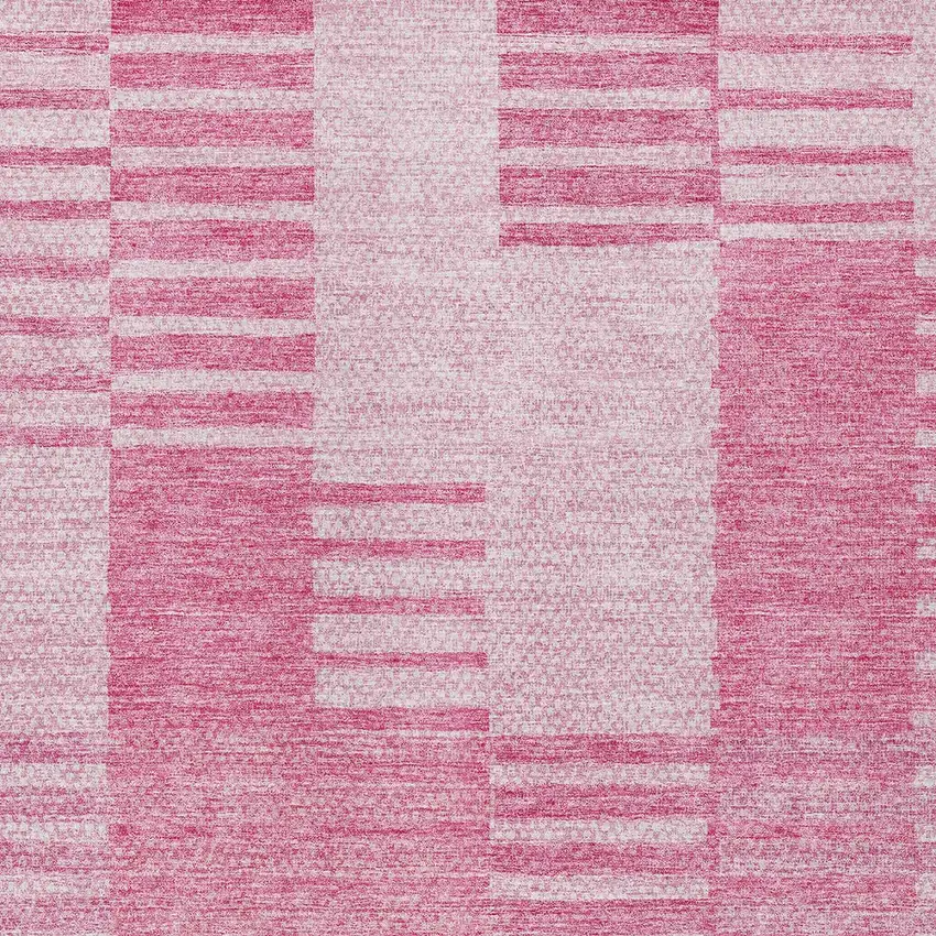 Pink And Blush Striped Washable Indoor Outdoor Area Rug Photo 5