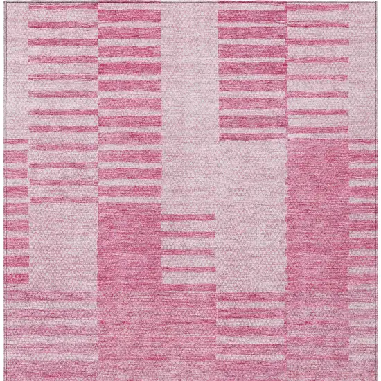 Pink And Blush Striped Washable Indoor Outdoor Area Rug Photo 6