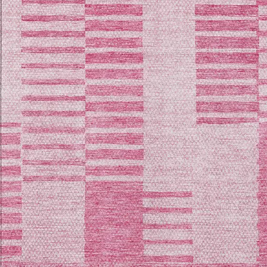 Pink And Blush Striped Washable Indoor Outdoor Area Rug Photo 5