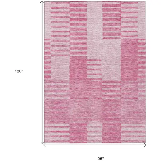 Pink And Blush Striped Washable Indoor Outdoor Area Rug Photo 3