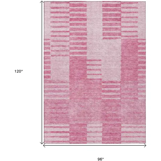 Pink And Blush Striped Washable Indoor Outdoor Area Rug Photo 3