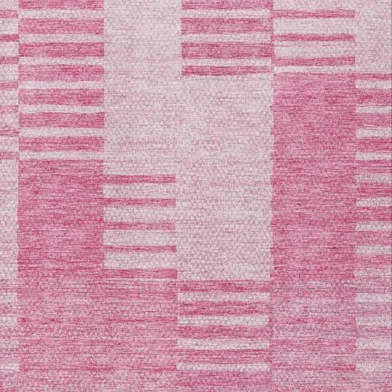 Pink And Blush Striped Washable Indoor Outdoor Area Rug Photo 5