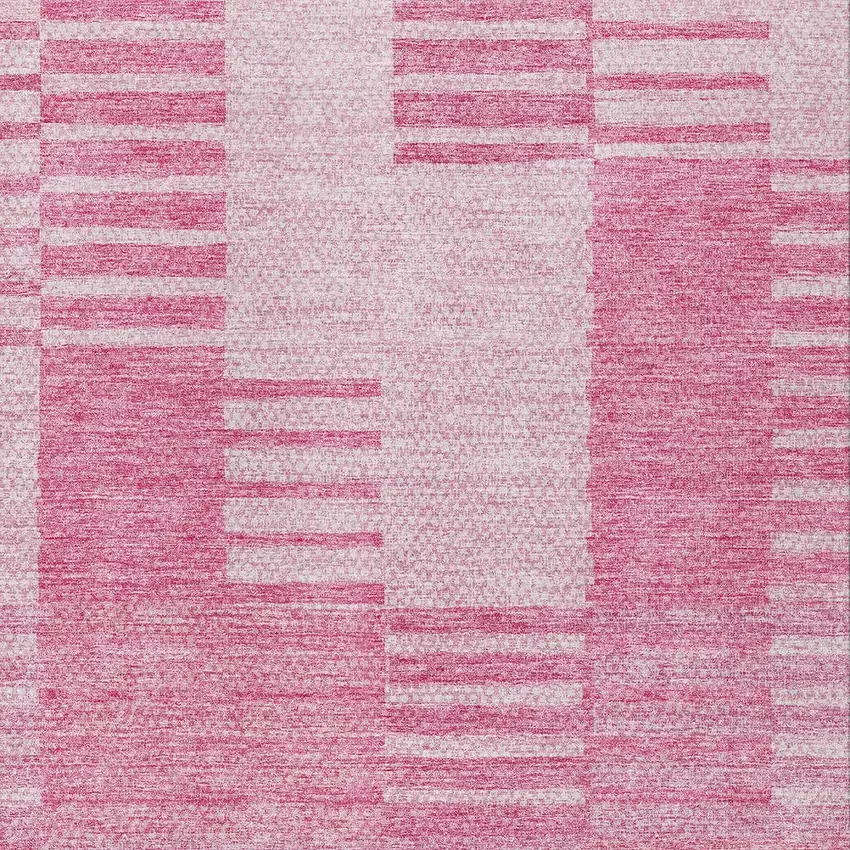 Pink And Blush Striped Washable Indoor Outdoor Area Rug Photo 5