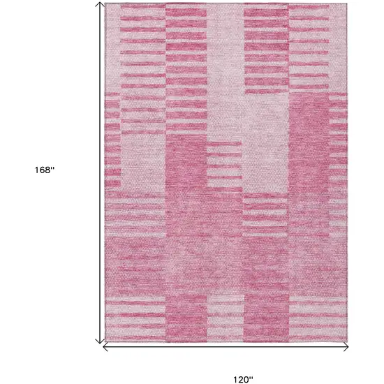 Pink And Blush Striped Washable Indoor Outdoor Area Rug Photo 3