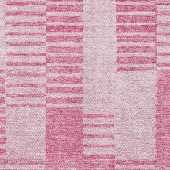 Pink And Blush Striped Washable Indoor Outdoor Area Rug Photo 5