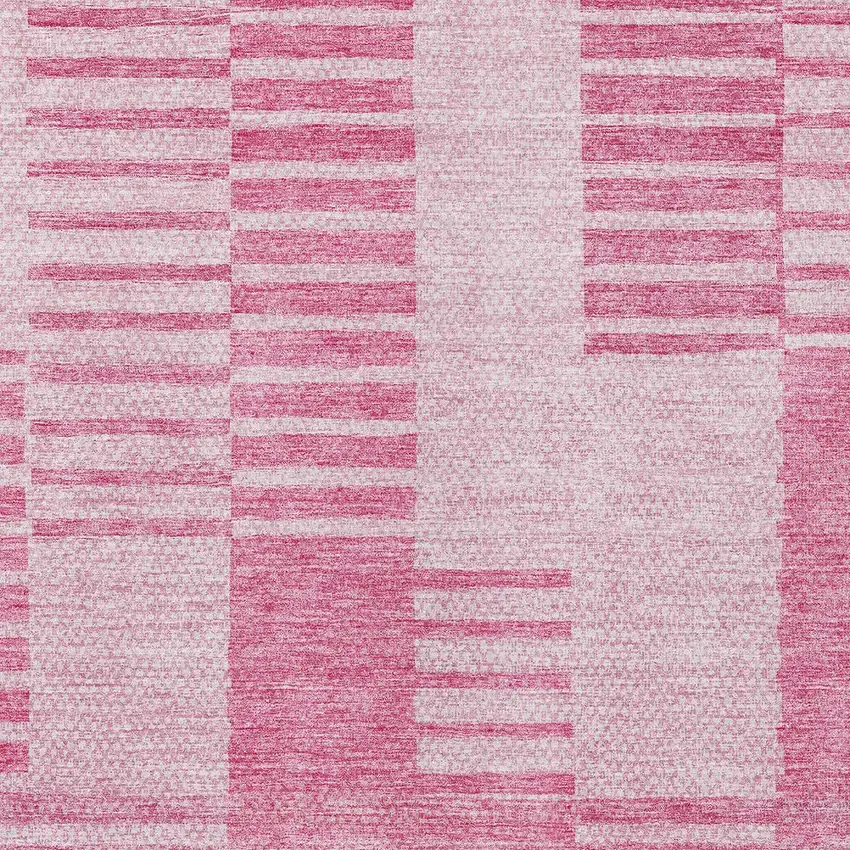 Pink And Blush Striped Washable Indoor Outdoor Area Rug Photo 5