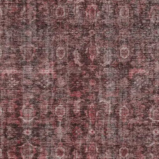 Pink And Brick Red Damask Washable Indoor Outdoor Area Rug Photo 5