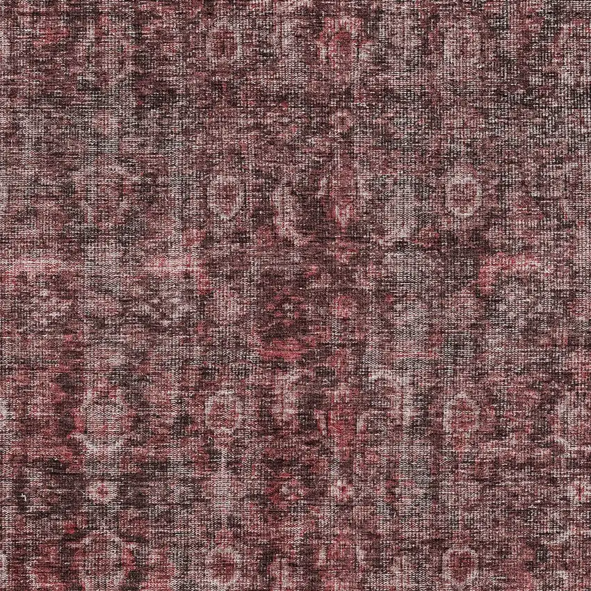 Pink And Brick Red Damask Washable Indoor Outdoor Area Rug Photo 5