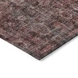 Photo of Pink And Brick Red Damask Washable Indoor Outdoor Area Rug