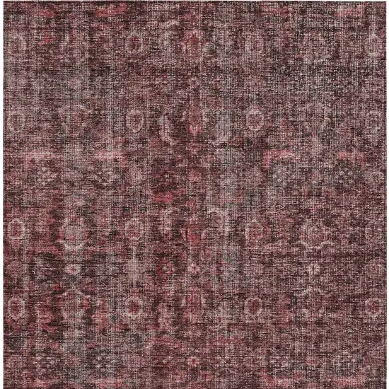 Pink And Brick Red Damask Washable Indoor Outdoor Area Rug Photo 5