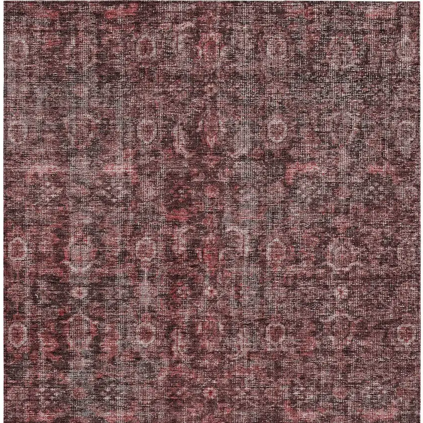 Pink And Brick Red Damask Washable Indoor Outdoor Area Rug Photo 5