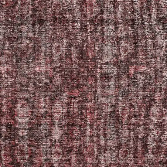 Pink And Brick Red Damask Washable Indoor Outdoor Area Rug Photo 5