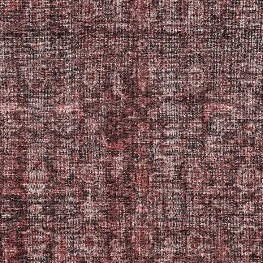 Pink And Brick Red Damask Washable Indoor Outdoor Area Rug Photo 5