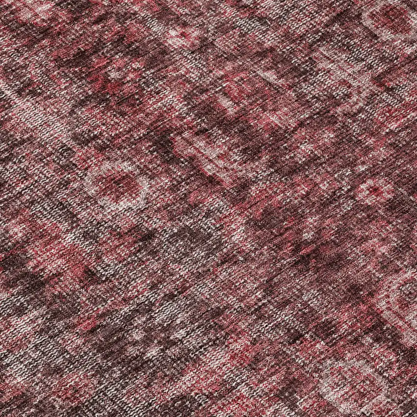 Pink And Brick Red Damask Washable Indoor Outdoor Area Rug Photo 8