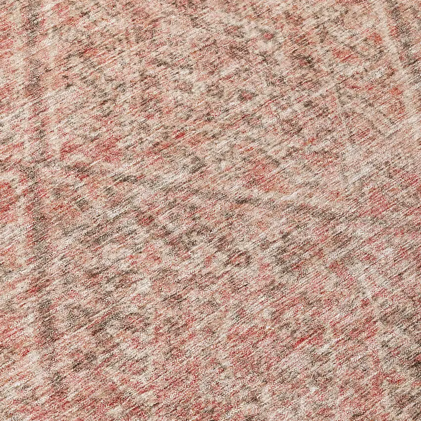 Pink And Brown Moroccan Washable Indoor Outdoor Area Rug Photo 8