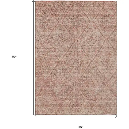 Pink And Brown Moroccan Washable Indoor Outdoor Area Rug Photo 7