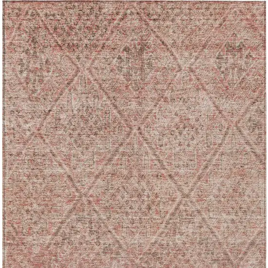 Pink And Brown Moroccan Washable Indoor Outdoor Area Rug Photo 6