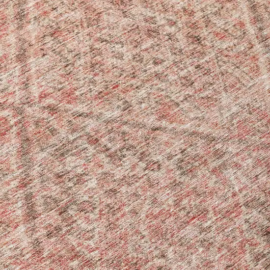 Pink And Brown Moroccan Washable Indoor Outdoor Area Rug Photo 7