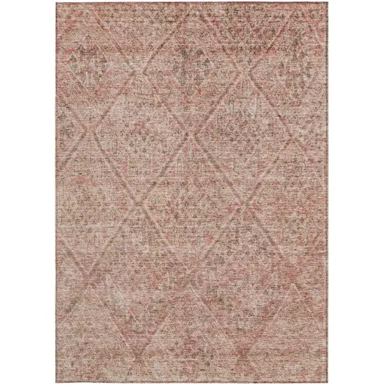 Pink And Brown Moroccan Washable Indoor Outdoor Area Rug Photo 6