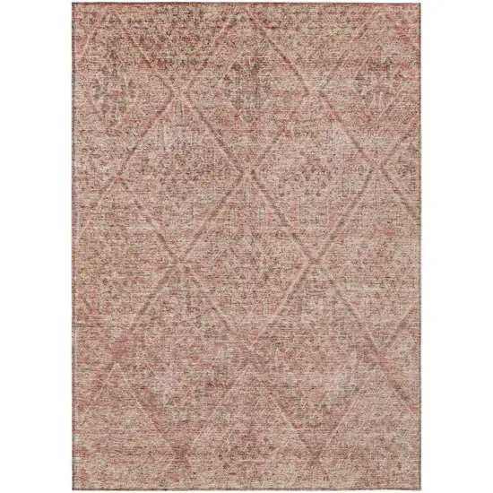 Pink And Brown Moroccan Washable Indoor Outdoor Area Rug Photo 2
