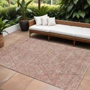 Photo of Pink And Brown Moroccan Washable Indoor Outdoor Area Rug
