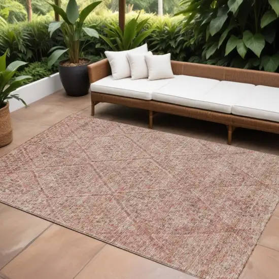Pink And Brown Moroccan Washable Indoor Outdoor Area Rug Photo 1