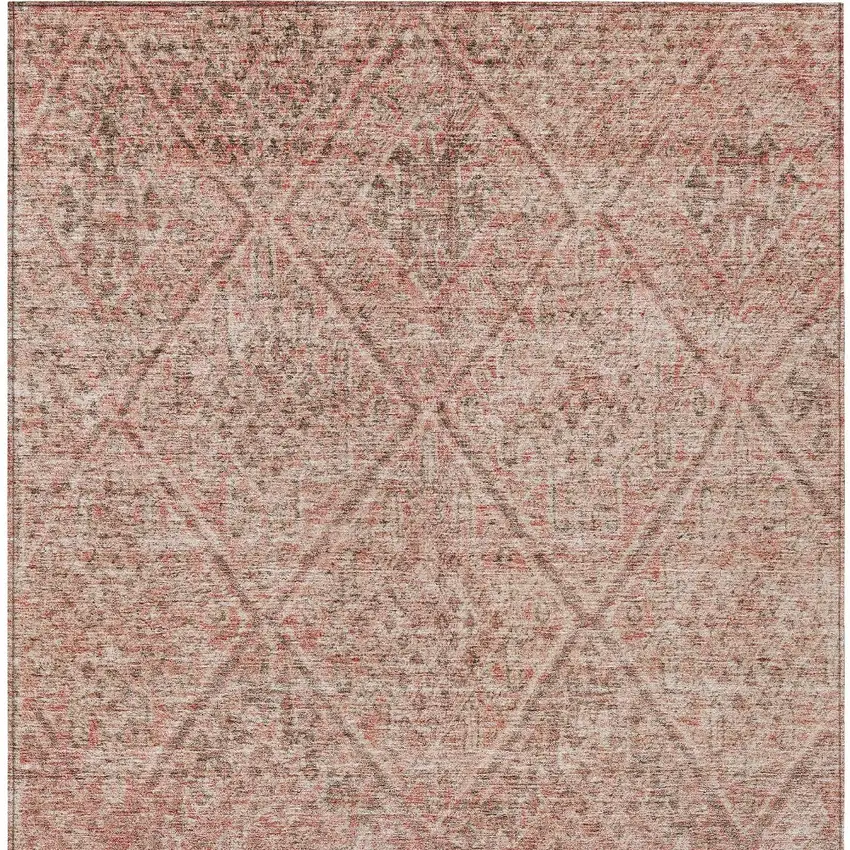 Pink And Brown Moroccan Washable Indoor Outdoor Area Rug Photo 5