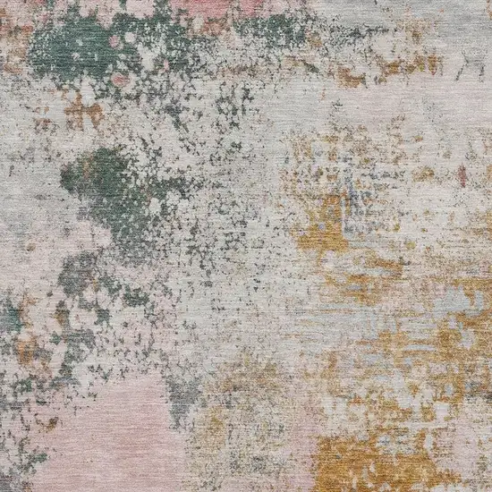 Pink And Copper Abstract Washable Area Rug With UV Protection Photo 3