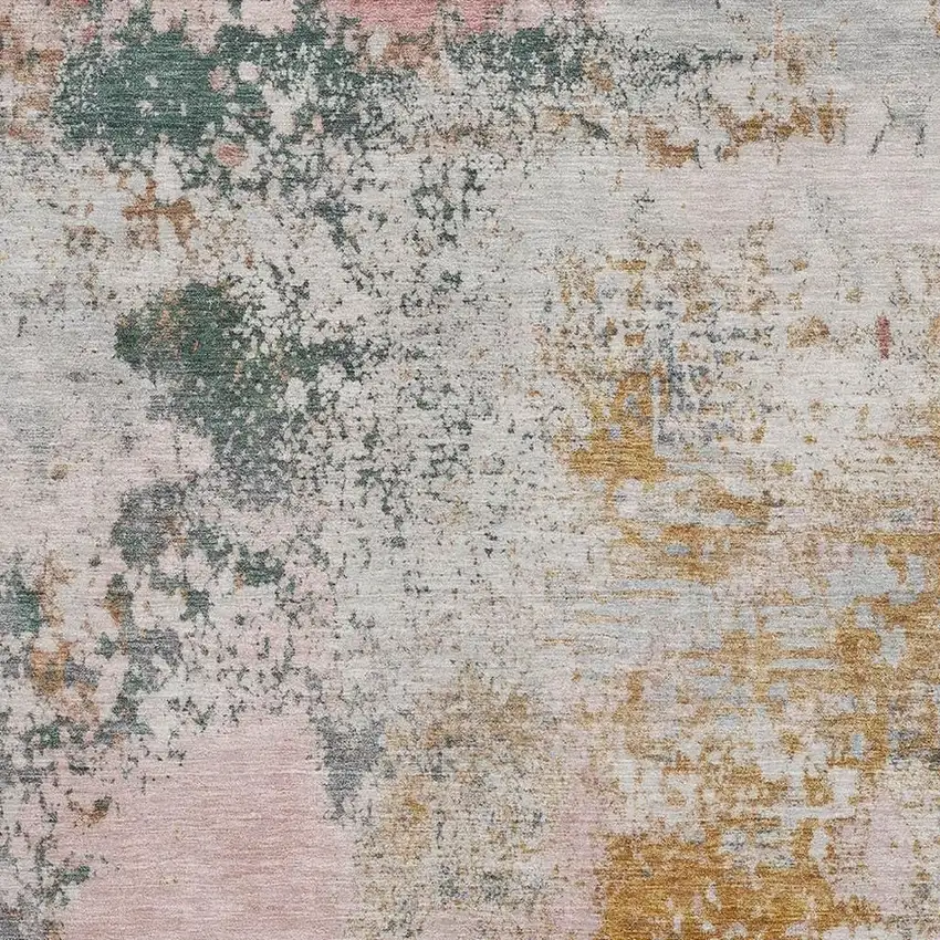 Pink And Copper Abstract Washable Area Rug With UV Protection Photo 3