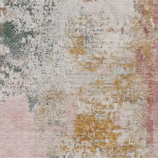 Pink And Copper Abstract Washable Area Rug With UV Protection Photo 3