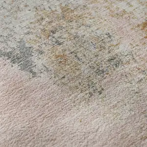 Photo of Pink And Copper Abstract Washable Area Rug With UV Protection