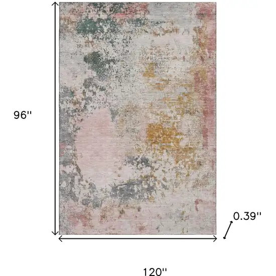 Pink And Copper Abstract Washable Area Rug With UV Protection Photo 9