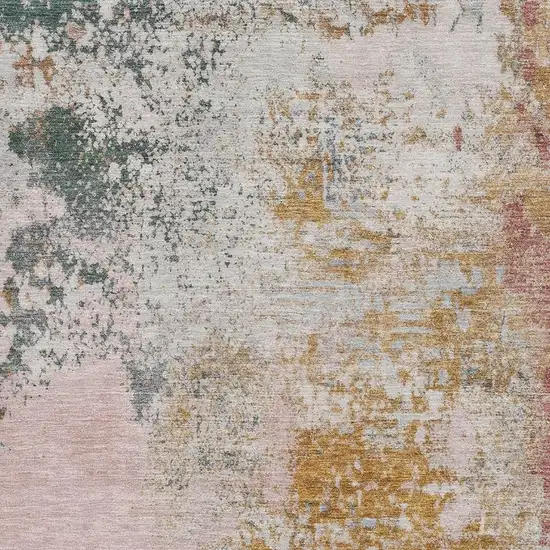 Pink And Copper Abstract Washable Area Rug With UV Protection Photo 3