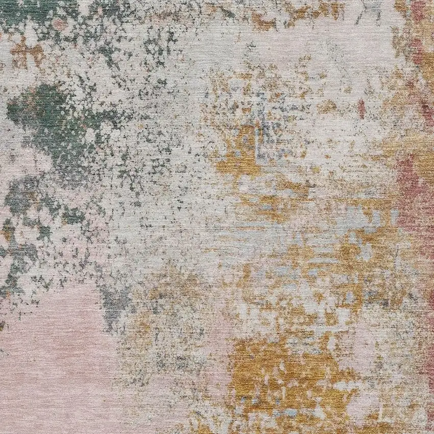 Pink And Copper Abstract Washable Area Rug With UV Protection Photo 3