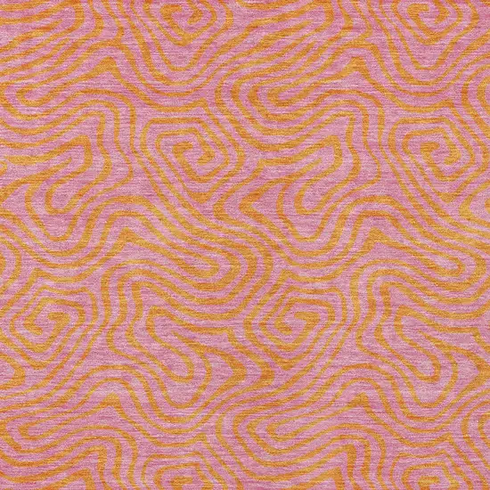 Pink And Copper Abstract Washable Indoor Outdoor Area Rug Photo 5