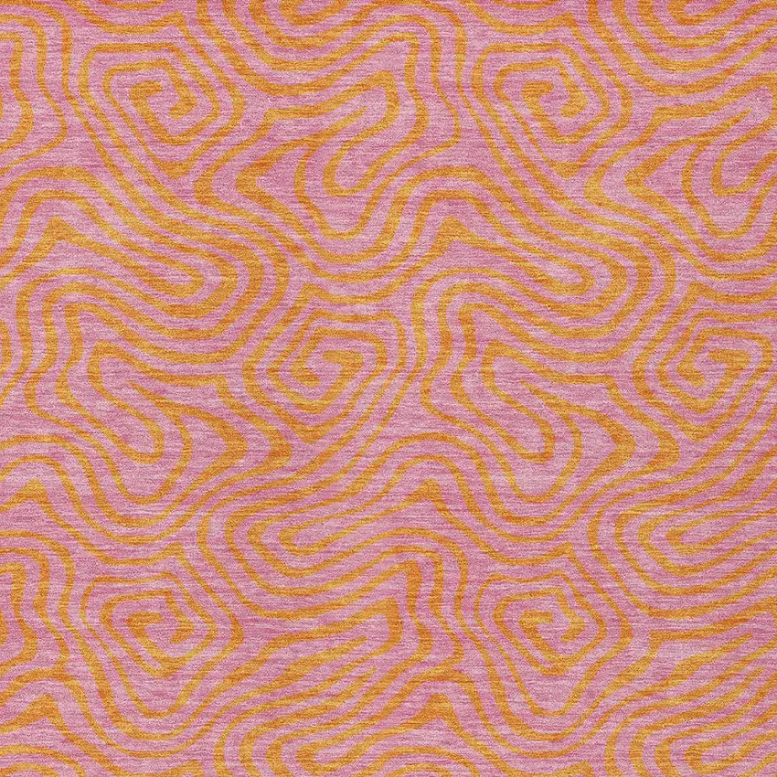 Pink And Copper Abstract Washable Indoor Outdoor Area Rug Photo 7