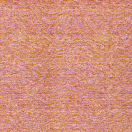 Pink And Copper Abstract Washable Indoor Outdoor Area Rug Photo 7