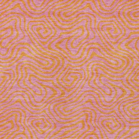 Pink And Copper Abstract Washable Indoor Outdoor Area Rug Photo 7