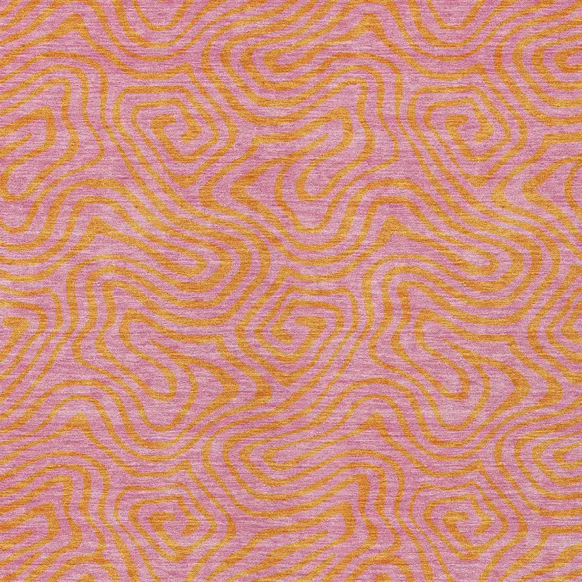 Pink And Copper Abstract Washable Indoor Outdoor Area Rug Photo 7