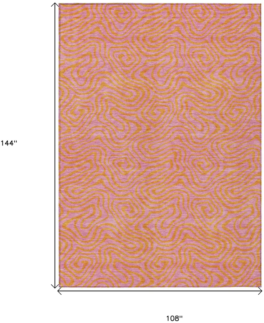 Pink And Copper Abstract Washable Indoor Outdoor Area Rug Photo 3