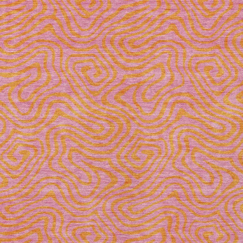 Pink And Copper Abstract Washable Indoor Outdoor Area Rug Photo 5