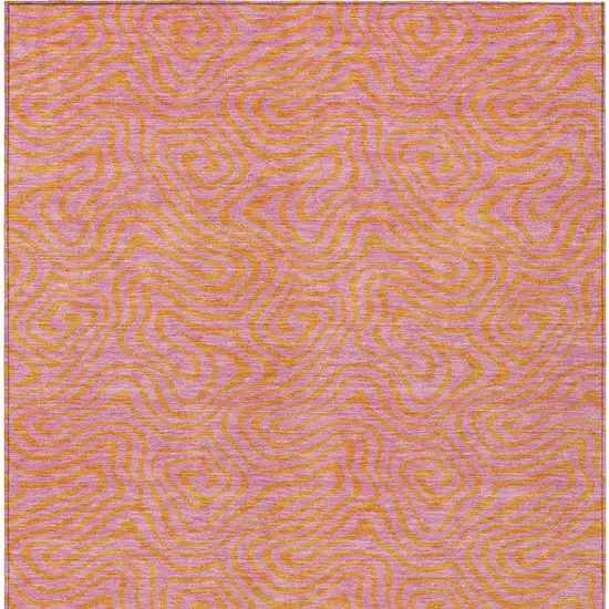 Pink And Copper Abstract Washable Indoor Outdoor Area Rug Photo 6