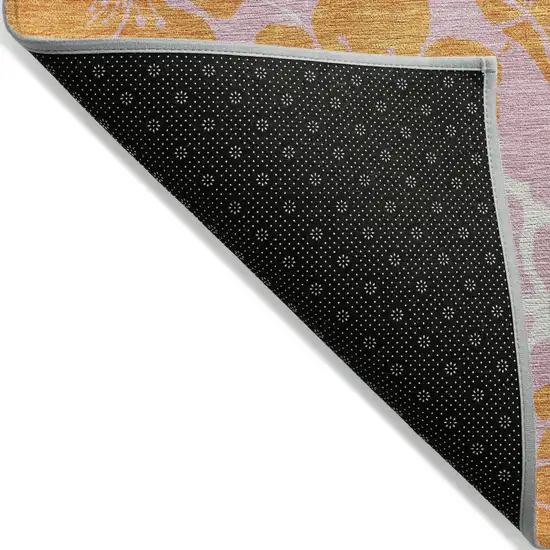 Pink And Copper Floral Washable Indoor Outdoor Area Rug Photo 4