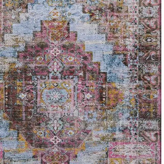 Pink And Copper Medallion Washable Indoor Outdoor Area Rug Photo 6