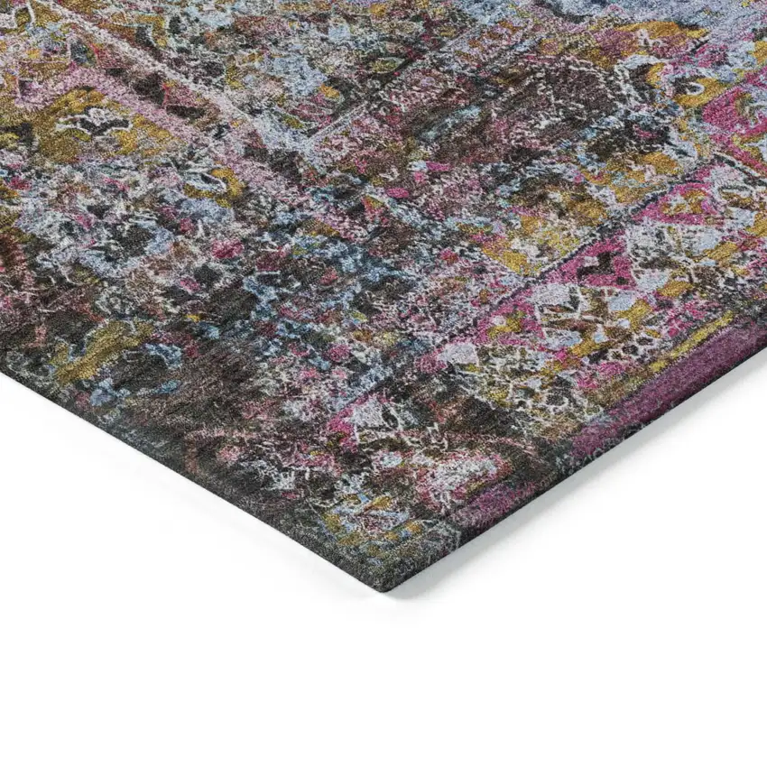 Pink And Copper Medallion Washable Indoor Outdoor Area Rug Photo 4