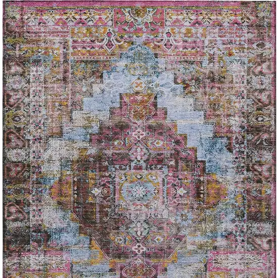 Pink And Copper Medallion Washable Indoor Outdoor Area Rug Photo 6