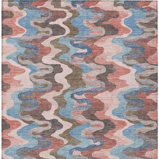 Pink And Coral Abstract Washable Indoor Outdoor Area Rug Photo 3