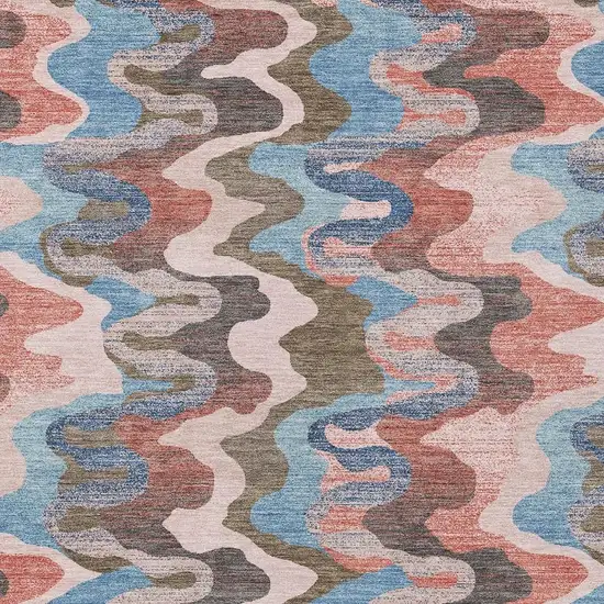 Pink And Coral Abstract Washable Indoor Outdoor Area Rug Photo 2